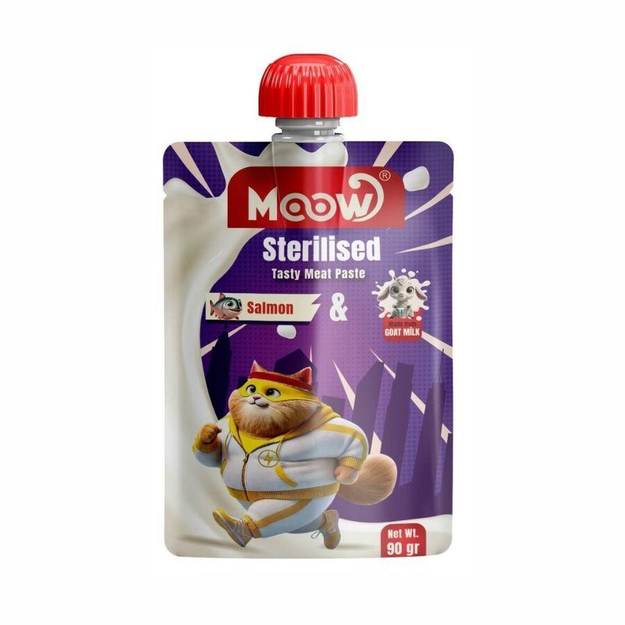 Moow Taze Somonlu Ve Keçi Sütlü Kısırlaştırılmış Kedi Et Ezmesi 90 GR | SRC: Barcode: 8684862800293